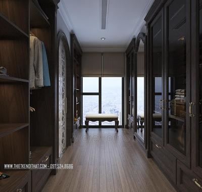 Thiết kế nội thất đồ gỗ óc chó cao cấp căn Duplex