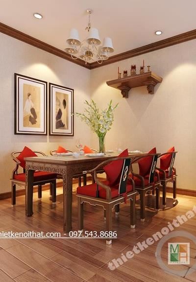 Thiết kế nội thất gỗ óc chó tại chung cư Golden Palace
