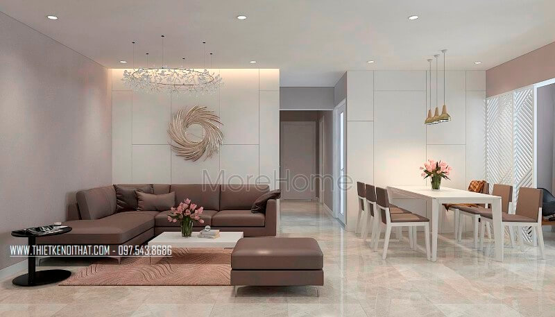 Bố trí nội thất phòng khách chung cư hiện đại khoa học tối giản Mẫu nội thất chung cư