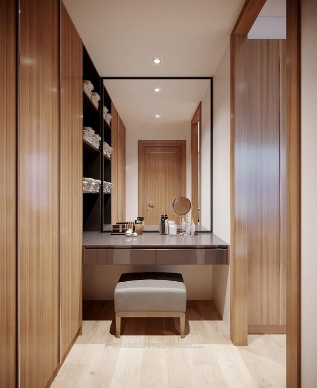 Thiết kế nội thất phòng thay đồ chung cư hiện đại và tiện nghi