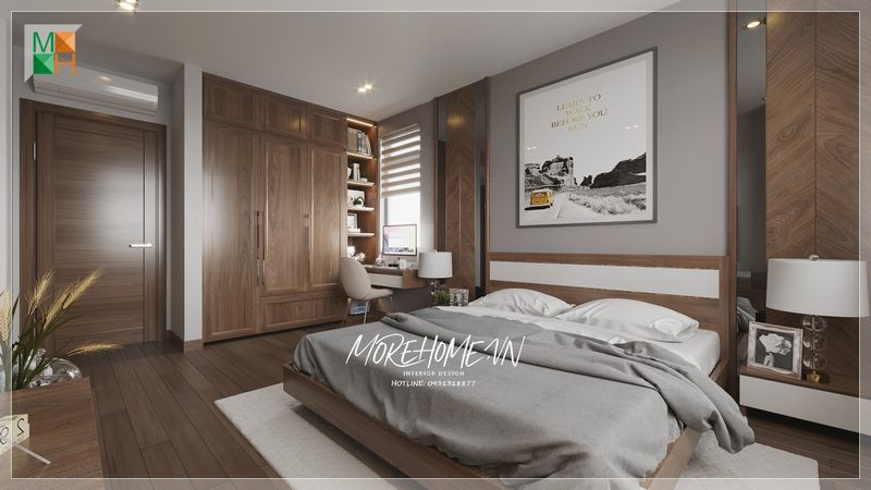 Kệ tủ quần áo mang phong cách thiết kế hiện đại giúp không gian căn phòng trở nên tiện nghi.