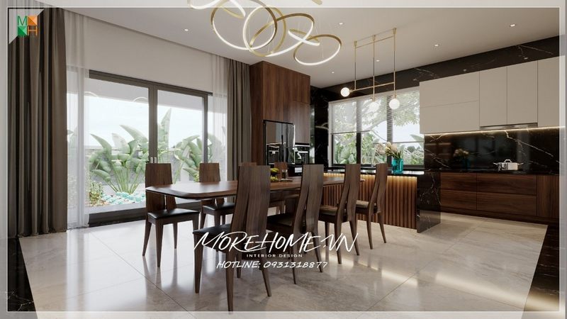 Bộ bàn ăn 8 ghế gỗ tự nhiên hiện đại ấn tượng bởi hình dáng khoét phần sau lưng ghế mang tới thẩm mỹ cao và sử dụng của gia chủ thoải mái dễ chịu khi dùng