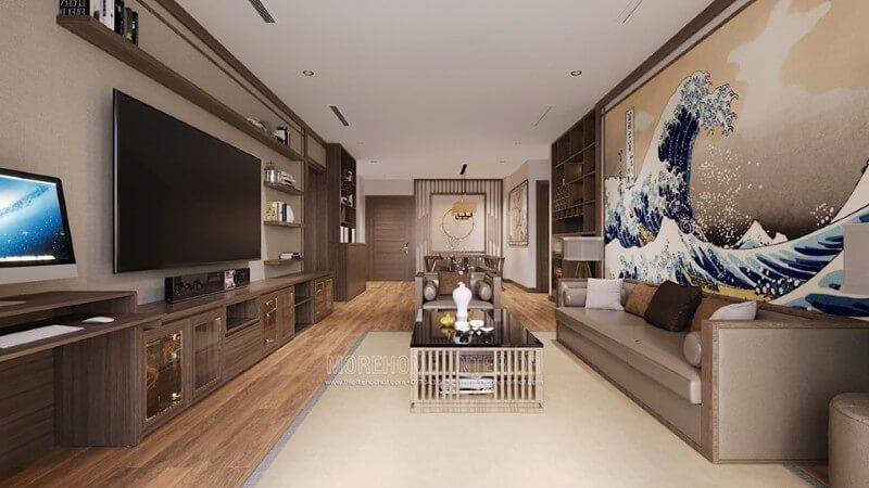 Tranh dán tường phòng khách chung cư